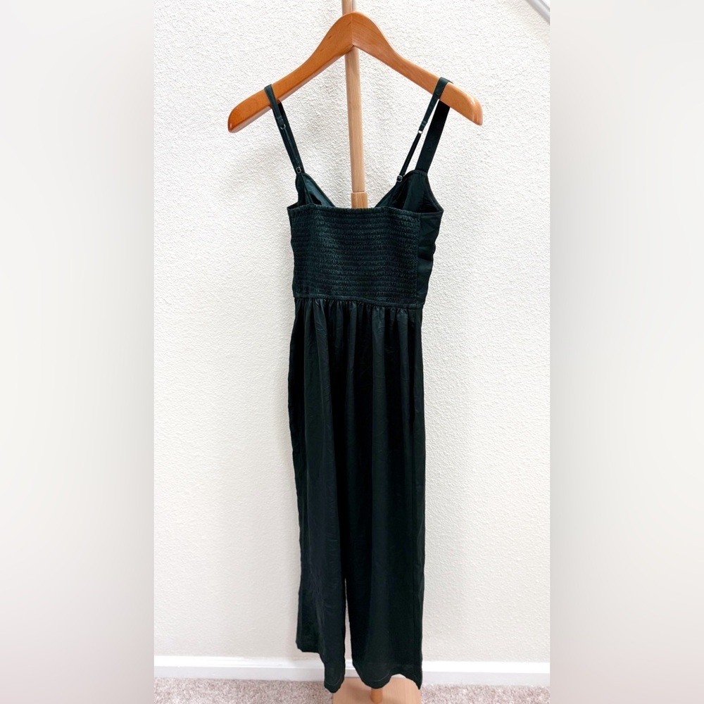 Abercrombie & Fitch Emerald Green Satin Jumpsuit Women’s Size Small Petite - Picture 5 of 6